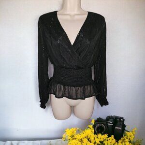 Women's Sheer Black Party Blouse